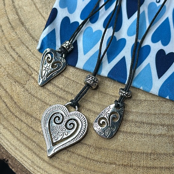 Brighton Triple Layered Black Rope Silver Pendant Necklace - Picture 4 of 8